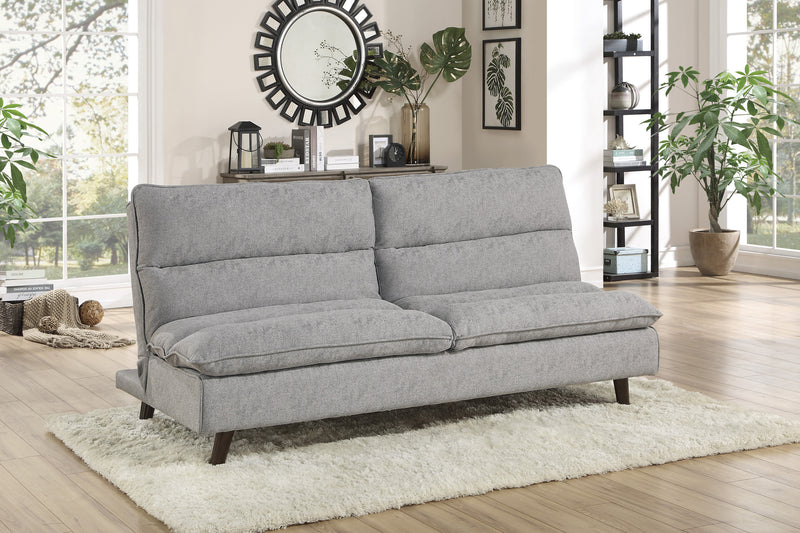 Casual Living Room 1pc Elegant Lounger Light Gray Textured Fabric Upholstered Sleeper Sofa Versatile Placement Furniture