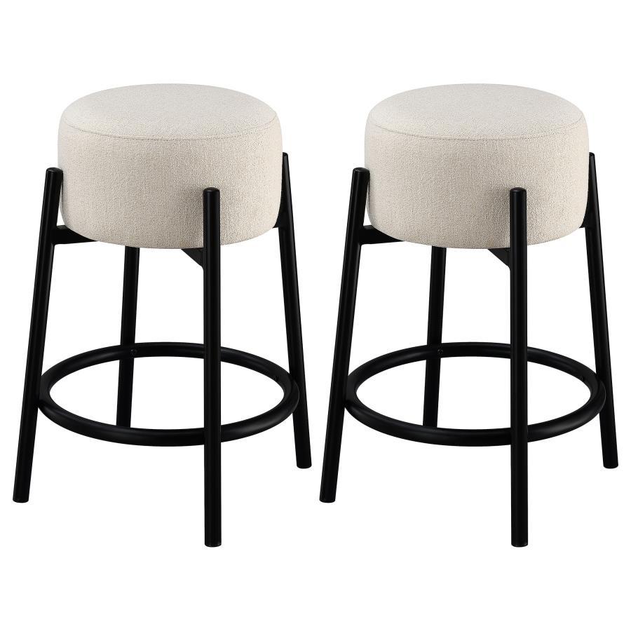 Leonard Upholstered Backless Round Stools Set of 2