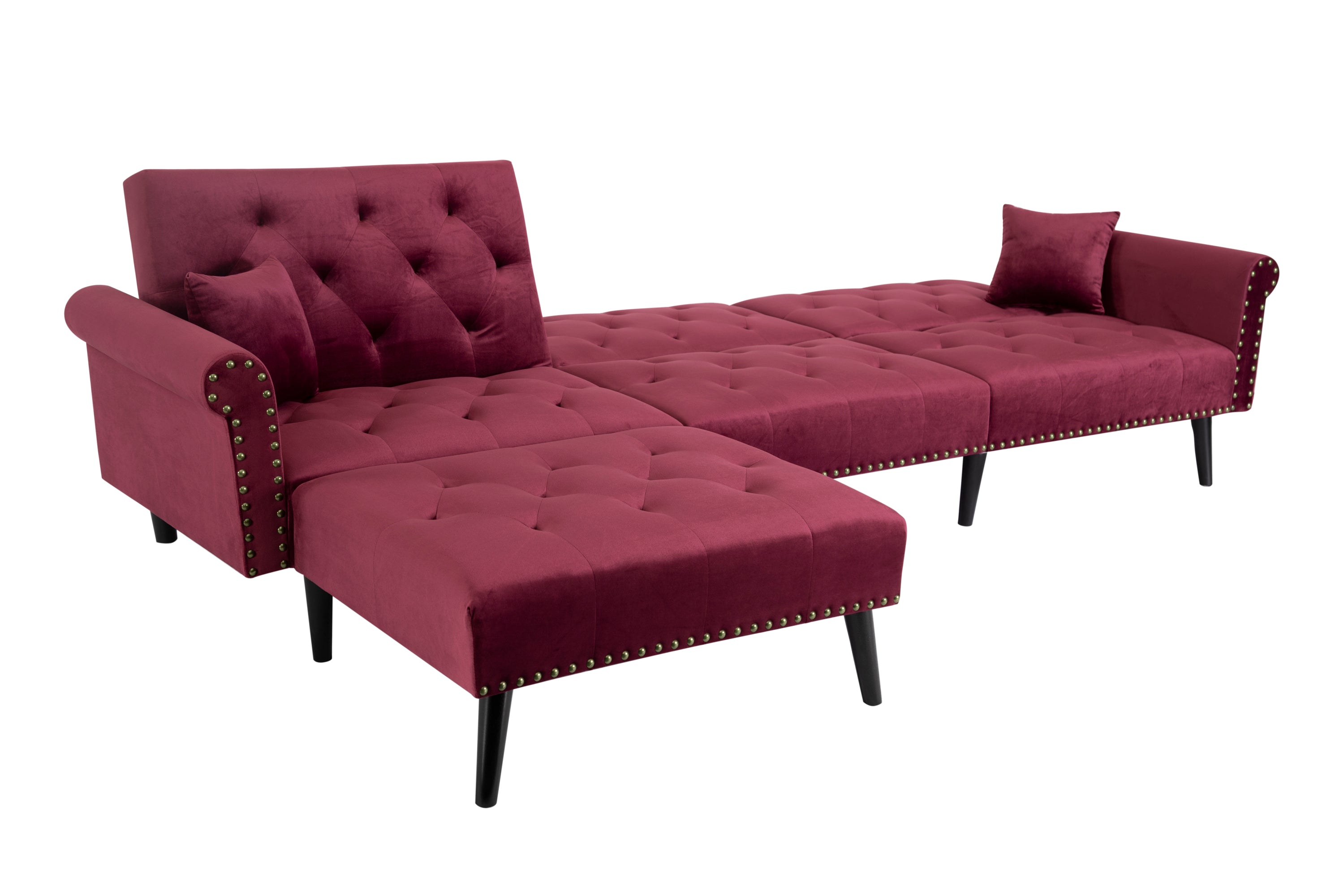 Convertible Sofa bed sleeper red velvet（W223S00006、W223S00458、W223S00873） - Atlantic Fine Furniture Inc