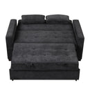 Linen Upholstered Sleeper Bed , Pull Out Sofa Bed Couch attached two throw pillows,Dual USB Charging Port and Adjustable Backrest for Living Room Space，Black - Atlantic Fine Furniture Inc