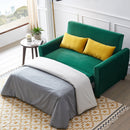 [VIDEO provided]55" Modern Velvet Sofa with Pull-Out Sleeper Bed with 2 Pillows Adjustable Backrest for Small Spaces Green - Atlantic Fine Furniture Inc
