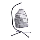 Outdoor Patio Wicker Folding Hanging Chair,Rattan Swing Hammock Egg Chair With Cushion And Pillow - Atlantic Fine Furniture Inc