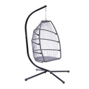 Outdoor Patio Wicker Folding Hanging Chair,Rattan Swing Hammock Egg Chair With Cushion And Pillow - Atlantic Fine Furniture Inc