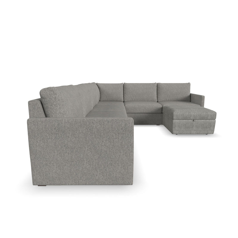 Flex - 6 Seat Sectional, Storage Ottoman - Dark Gray