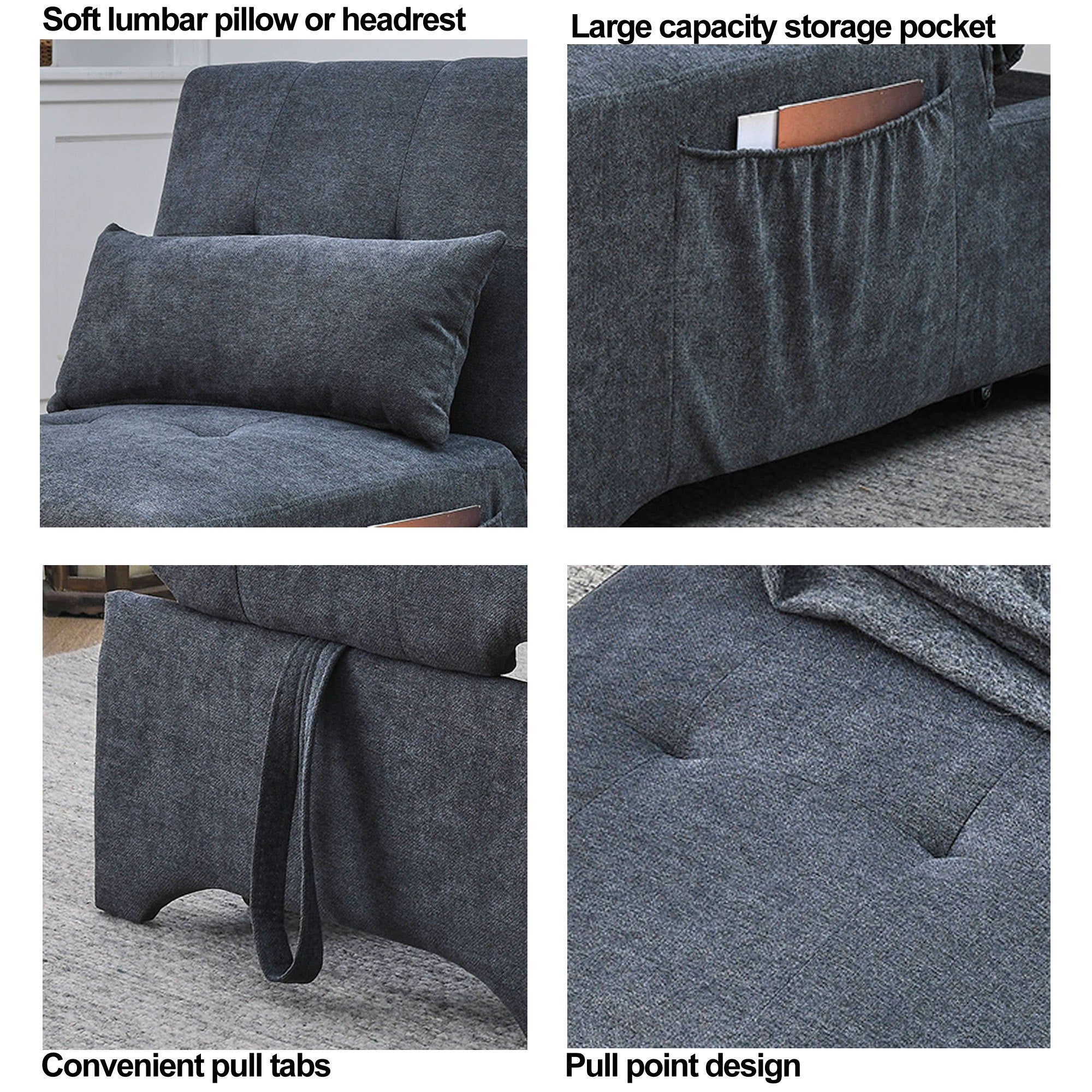 [Video] Welike 24.5"W Sleeper sofa bed, convertible chair 4 in 1 multifunctional folding sleeper sofa bed pull out sleeper sofa bed with adjustable backrest, single bed chair for small spaces - Atlantic Fine Furniture Inc