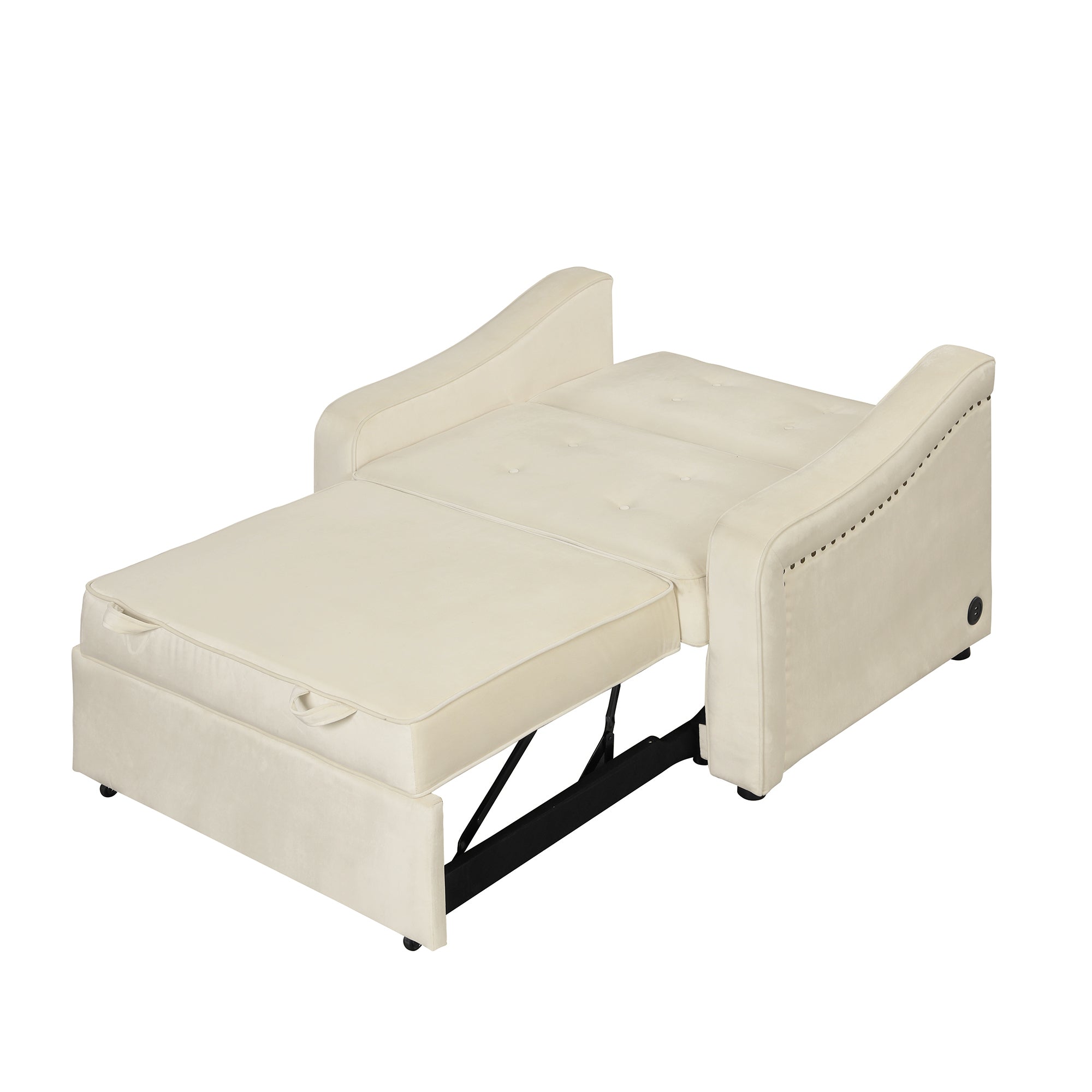 Orisfur. 50.6" Convertible Sleeper Bed, Adjustable Sofa Couch with Dual USB Ports for Living Room Space（Cream White） - Atlantic Fine Furniture Inc