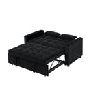 Modern Velvet Convertible Loveseat Sleeper Sofa Couch with Adjustable Backrest, 2 Seater Sofa With Pull-Out Bed with 2 Lumbar Pillows For Small Living Room & Apartment - Atlantic Fine Furniture Inc