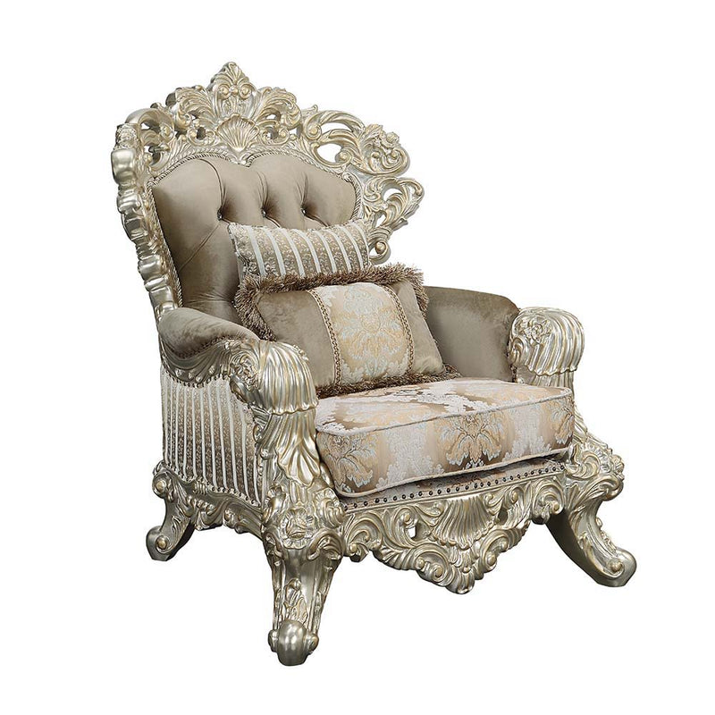 Sorina - Chair - Velvet, Fabric & Antique Gold Finish - Atlantic Fine Furniture Inc