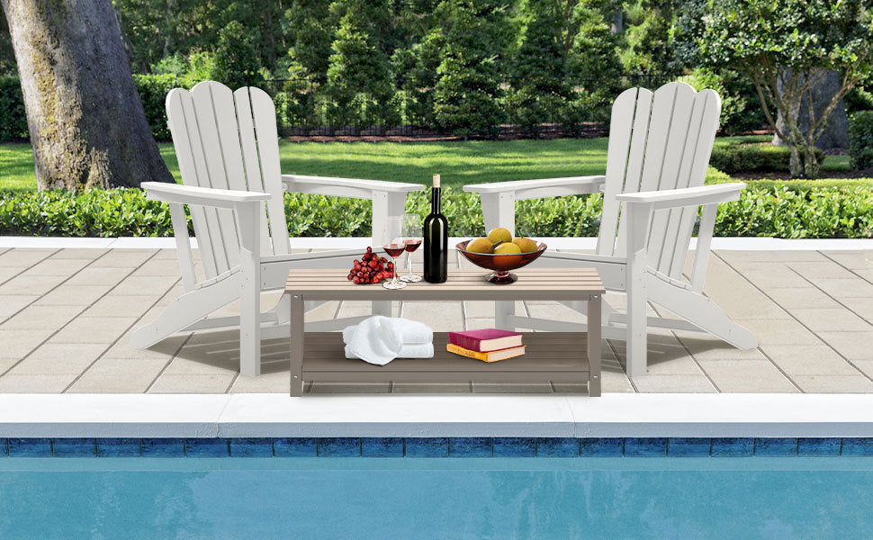 Resistant Adirondack Chair for Patio Deck Garden
 Plastic Adirondack Chair, White, 1 piece. - Atlantic Fine Furniture Inc