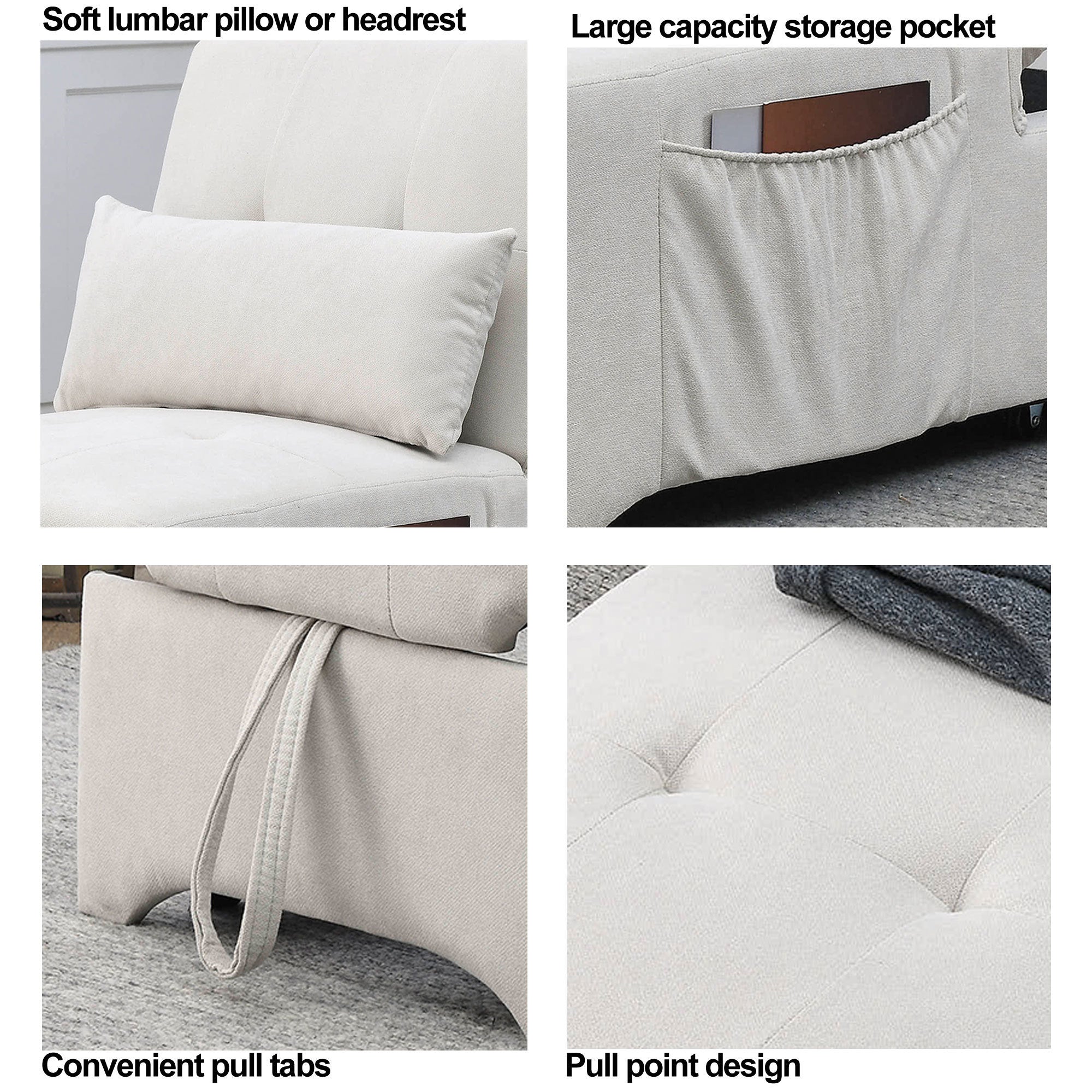 [Video] Welike 24.5"W Sleeper sofa bed, convertible chair 4 in 1 multifunctional folding sleeper sofa bed pull out sleeper sofa bed with adjustable backrest, single bed chair for small spaces - Atlantic Fine Furniture Inc