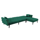 Convertible Sofa bed sleeper GREEN velvet (same as W223S00707。Size difference, See Details in page.) - Atlantic Fine Furniture Inc