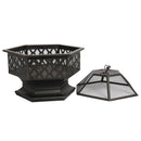 Garden & Outdoor Hex-Shaped wood Fire Pit with Spark Screen Poker and Fireplace Cover - Atlantic Fine Furniture Inc