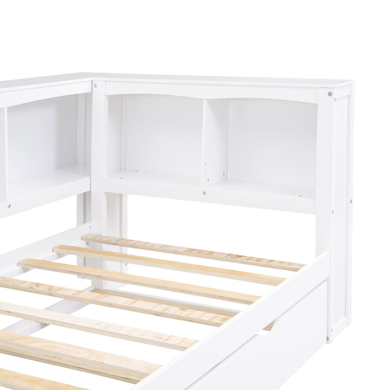 Twin Size Daybed With Trundle, Storage Cabinets And Usb Ports, White