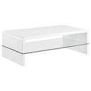 Airell - Rectangular Coffee Table With Shelf - White High Gloss - Atlantic Fine Furniture Inc