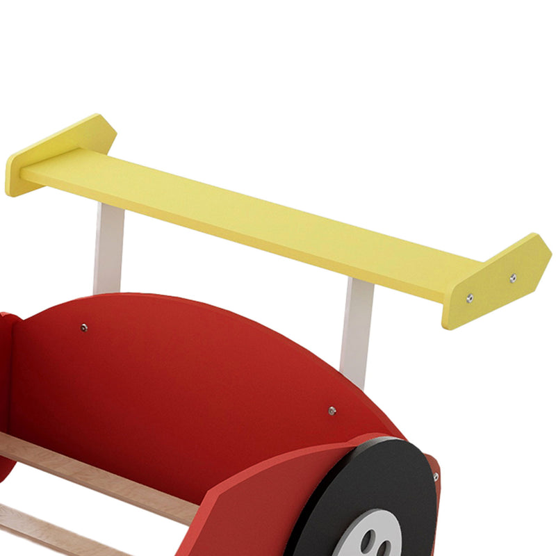 Twin Size Race Car-Shaped Platform Bed With Wheels Red