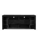 Black Modern contracted LED TV Cabinet with Storage Drawers，4 Storage Cabinet with Open Shelves for Living Room Bedroom - Atlantic Fine Furniture Inc