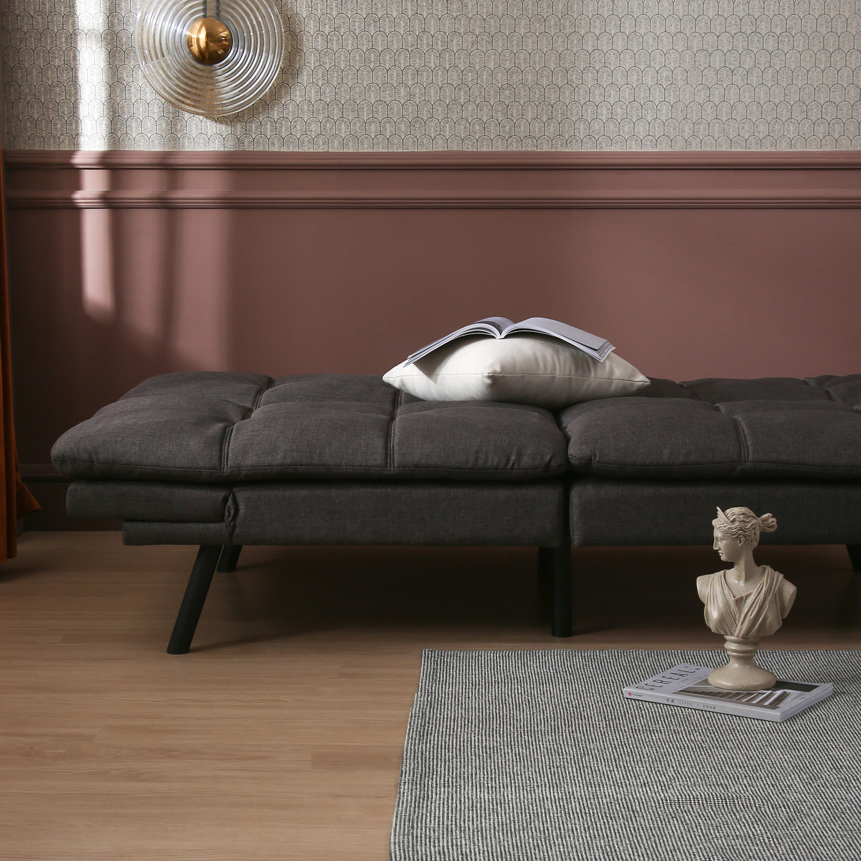 Convertible Memory Foam Futon Couch Bed, Modern Folding Sleeper Sofa-SF267FADGY - Atlantic Fine Furniture Inc