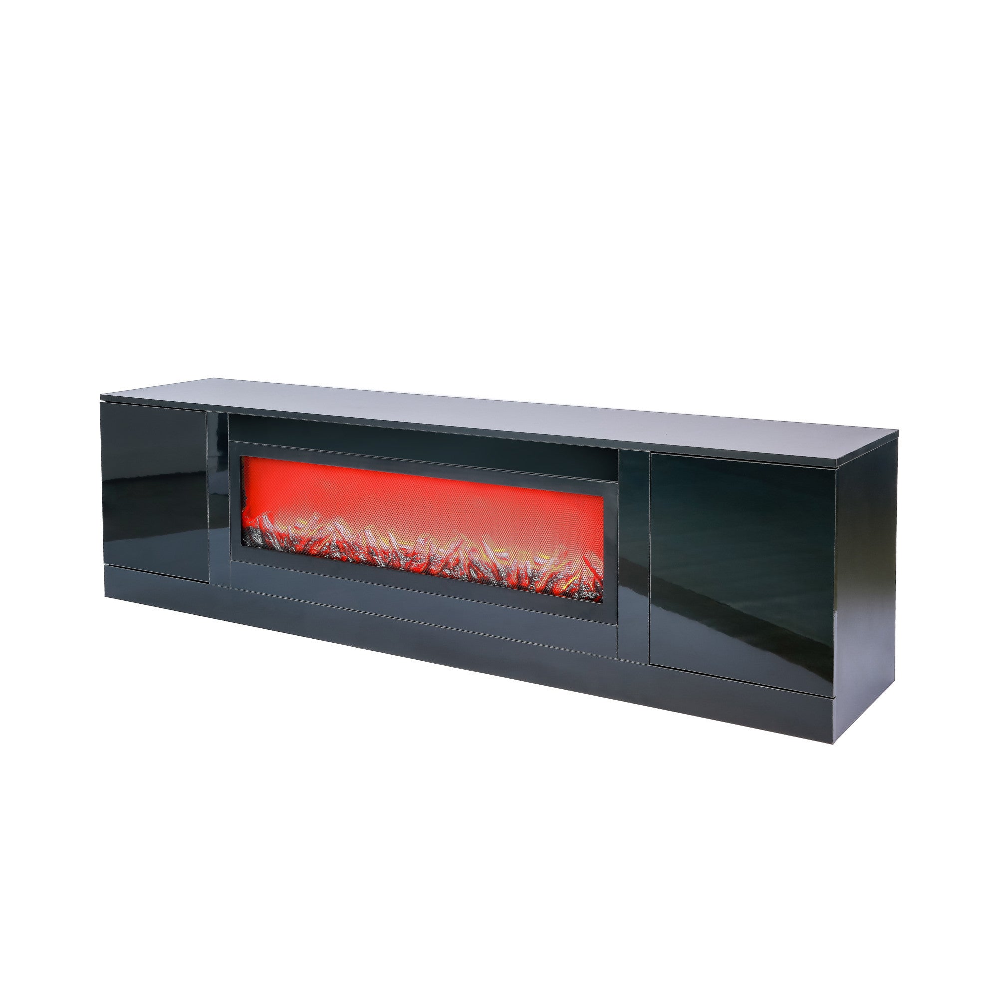 Living room furniture modern black electric fireplace TV stand with insert fireplace,without remote and heating - Atlantic Fine Furniture Inc