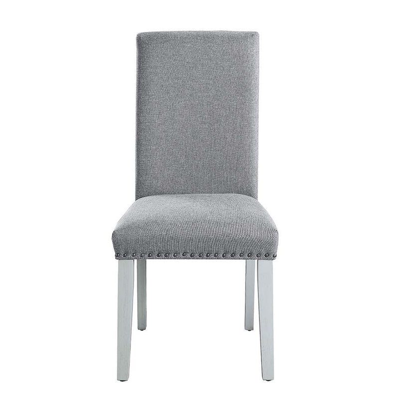 Lanton - Side Chair (Set of 2) - Gray Linen & Antique White Finish