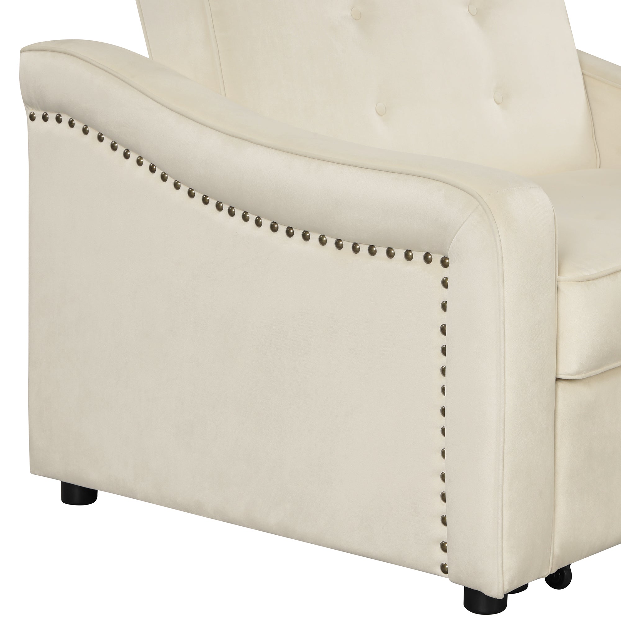 Orisfur. 50.6" Convertible Sleeper Bed, Adjustable Sofa Couch with Dual USB Ports for Living Room Space（Cream White） - Atlantic Fine Furniture Inc