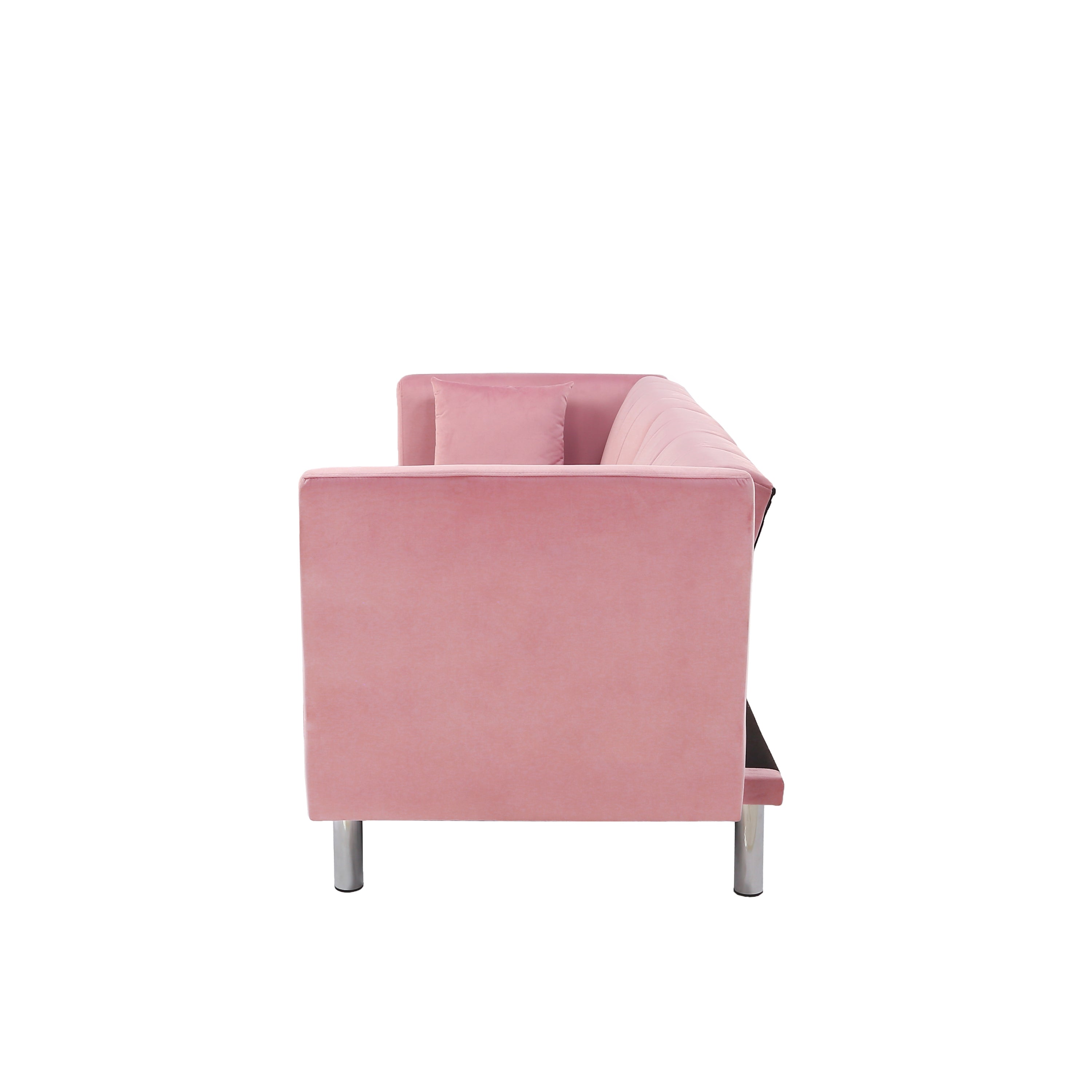 FUTON SOFA SLEEPER PINK VELVET METAL LEGS(W223S01330) - Atlantic Fine Furniture Inc