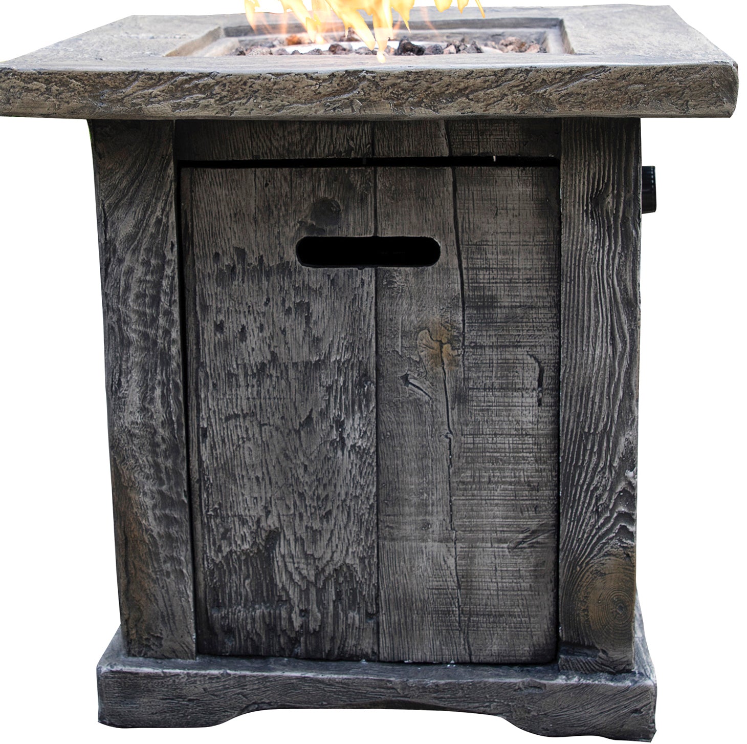 Santiago Wood Look Outdoor Gas Fire Pit - Atlantic Fine Furniture Inc