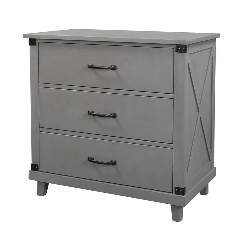 Modern Bedroom Nightstand With 3 Drawers Storage - Gray
