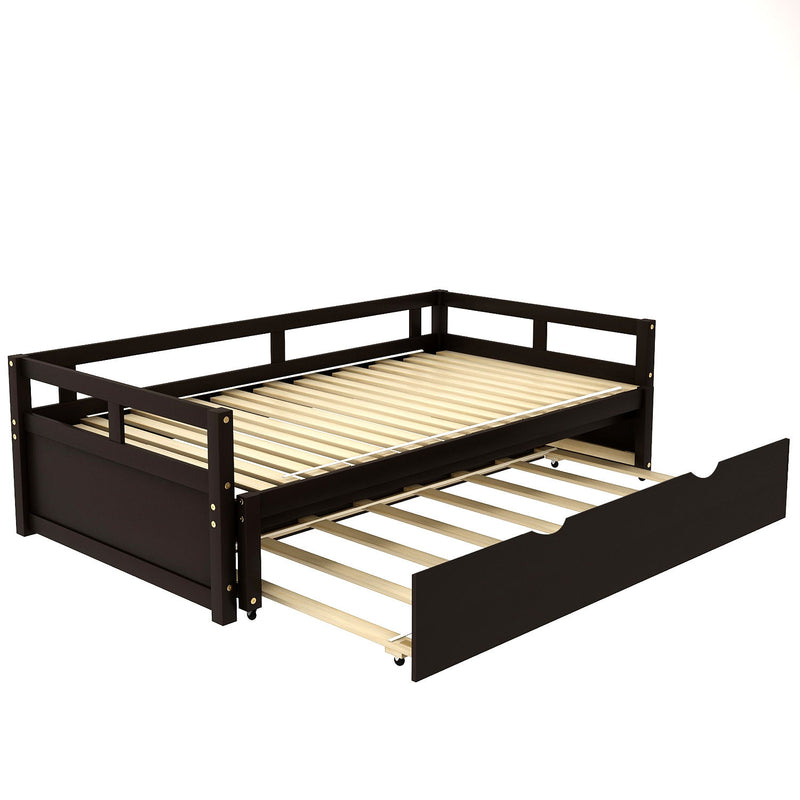 Extending Daybed With Trundle, Wooden Daybed With Trundle, Espresso