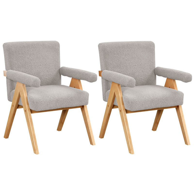 Modern Arm Chair (Set of 2), Chair Set With Solid Wood Frame, Altay Velvet Upholstered Accent Chairs With Arm Pads For Living Room Bedroom Apartment, Gray