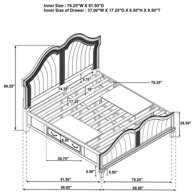 Veronica - Storage Bedroom Set With LED Headboard