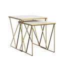 Bette - 2 Piece Marble Top Nesting Table Set - White And Gold - Atlantic Fine Furniture Inc