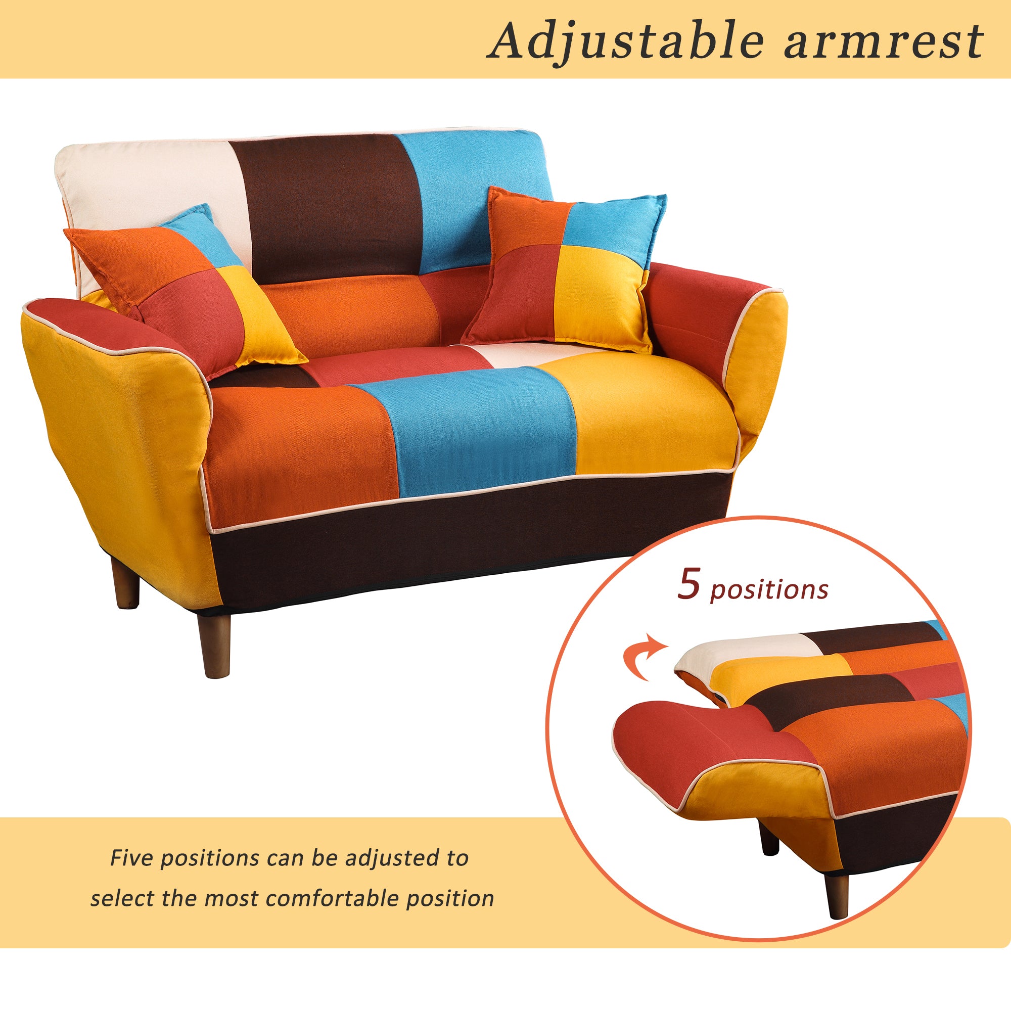 [VIDEO provided] U_STYLE Small Space Colorful Sleeper Sofa, Solid Wood Legs - Atlantic Fine Furniture Inc