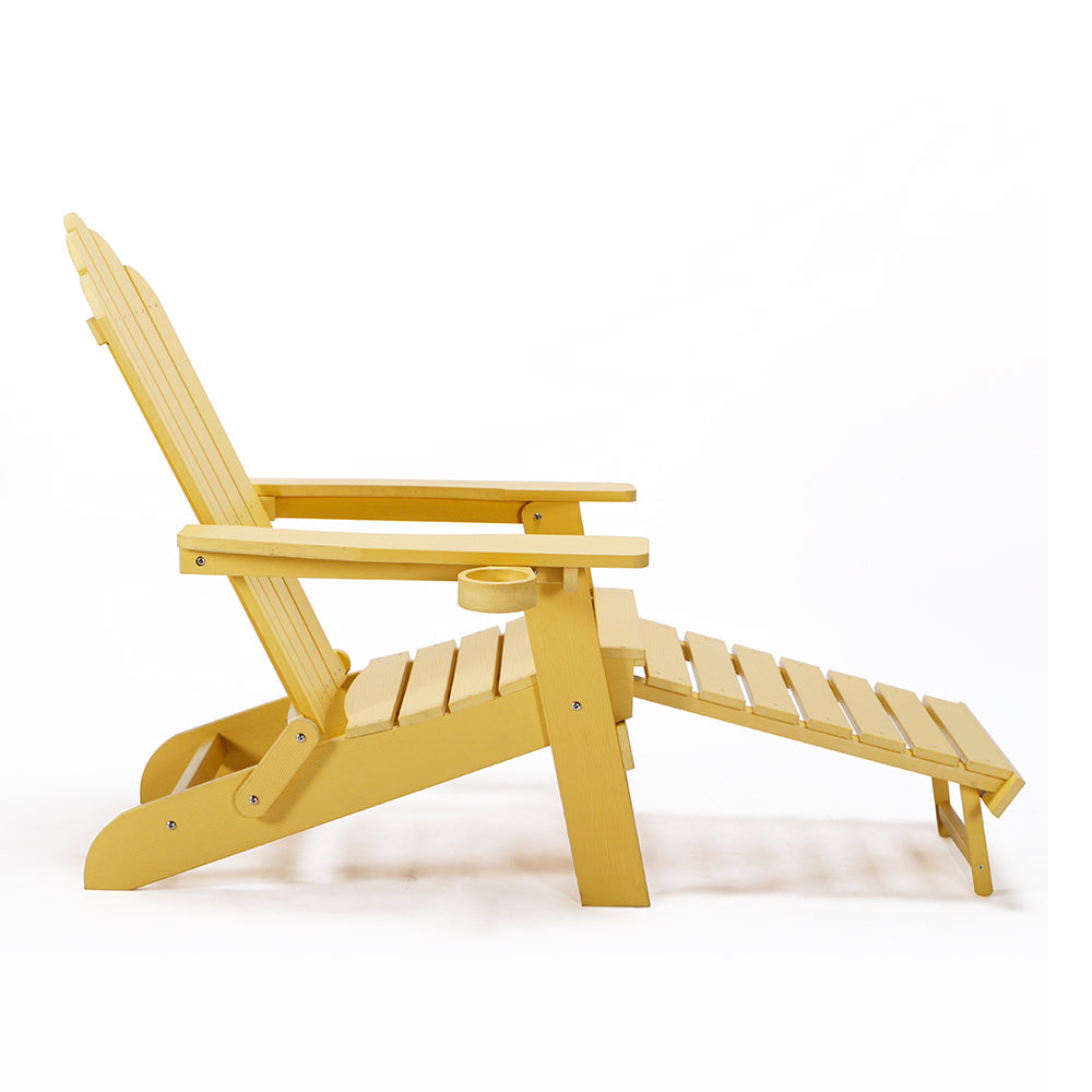 TALE Folding Adirondack Chair with Pullout Ottoman with Cup Holder, Oversized, Poly Lumber,  for Patio Deck Garden, Backyard Furniture, Easy to Install,YELLOW. Banned from selling on Amazon - Atlantic Fine Furniture Inc