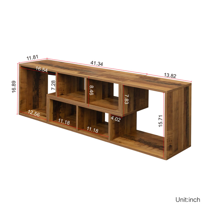 Double L-Shaped Oak TV Stand，Display Shelf ，Bookcase for Home Furniture,Fir Wood - Atlantic Fine Furniture Inc