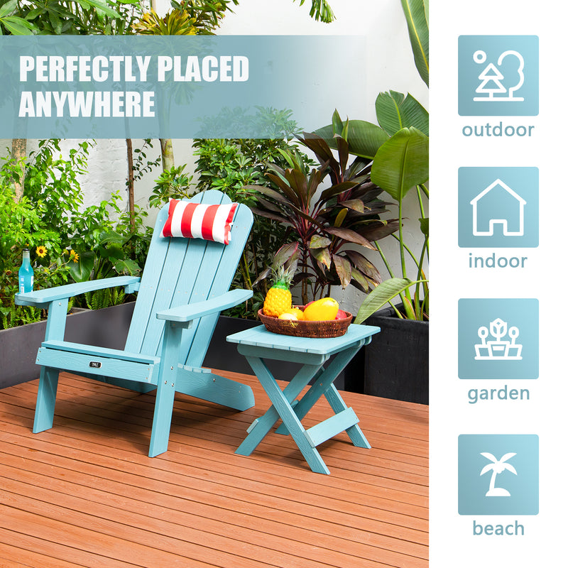 TALE Adirondack Chair Backyard Furniture Painted Seating with Cup Holder All-Weather and Fade-Resistant Plastic Wood for Lawn Outdoor Patio Deck Garden Porch Lawn Furniture Chairs Blue