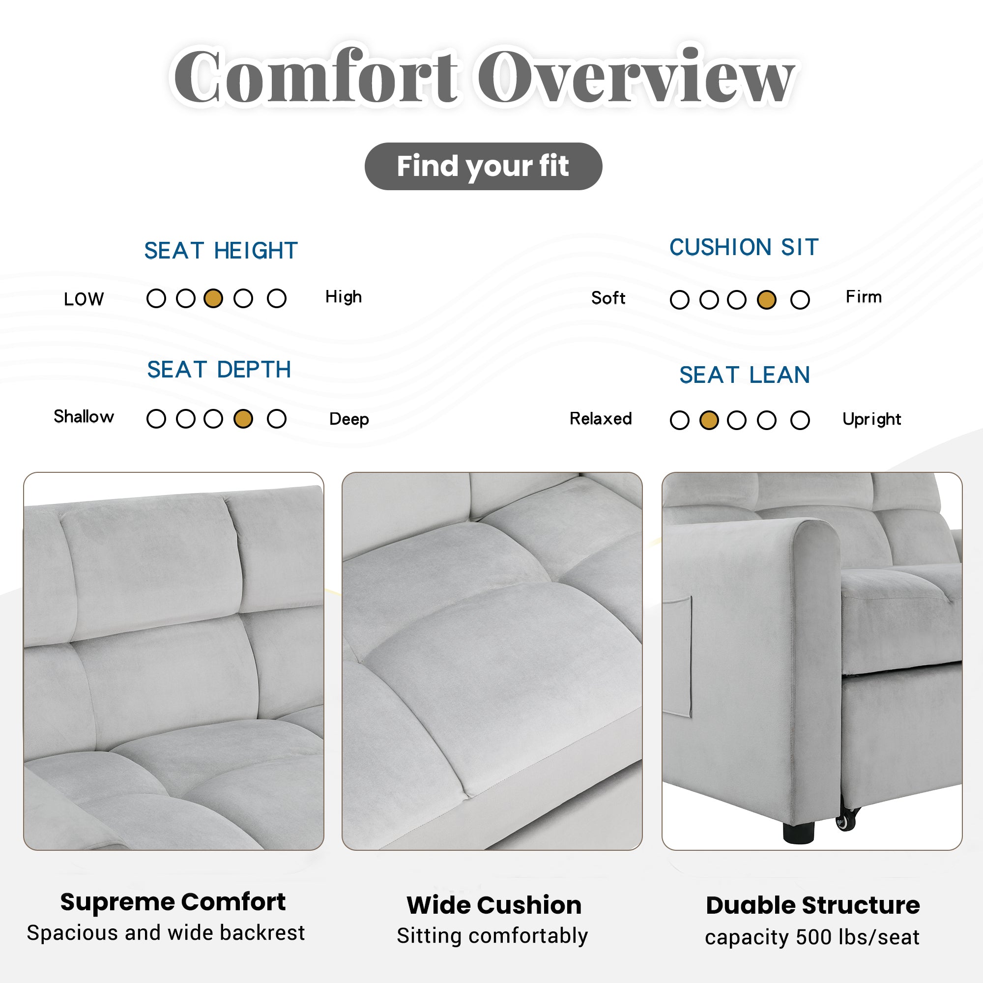 Orisfur. 50" Convertible Sleeper Bed, Adjustable Oversized Armchair  with Dual USB Ports for Small Space - Atlantic Fine Furniture Inc