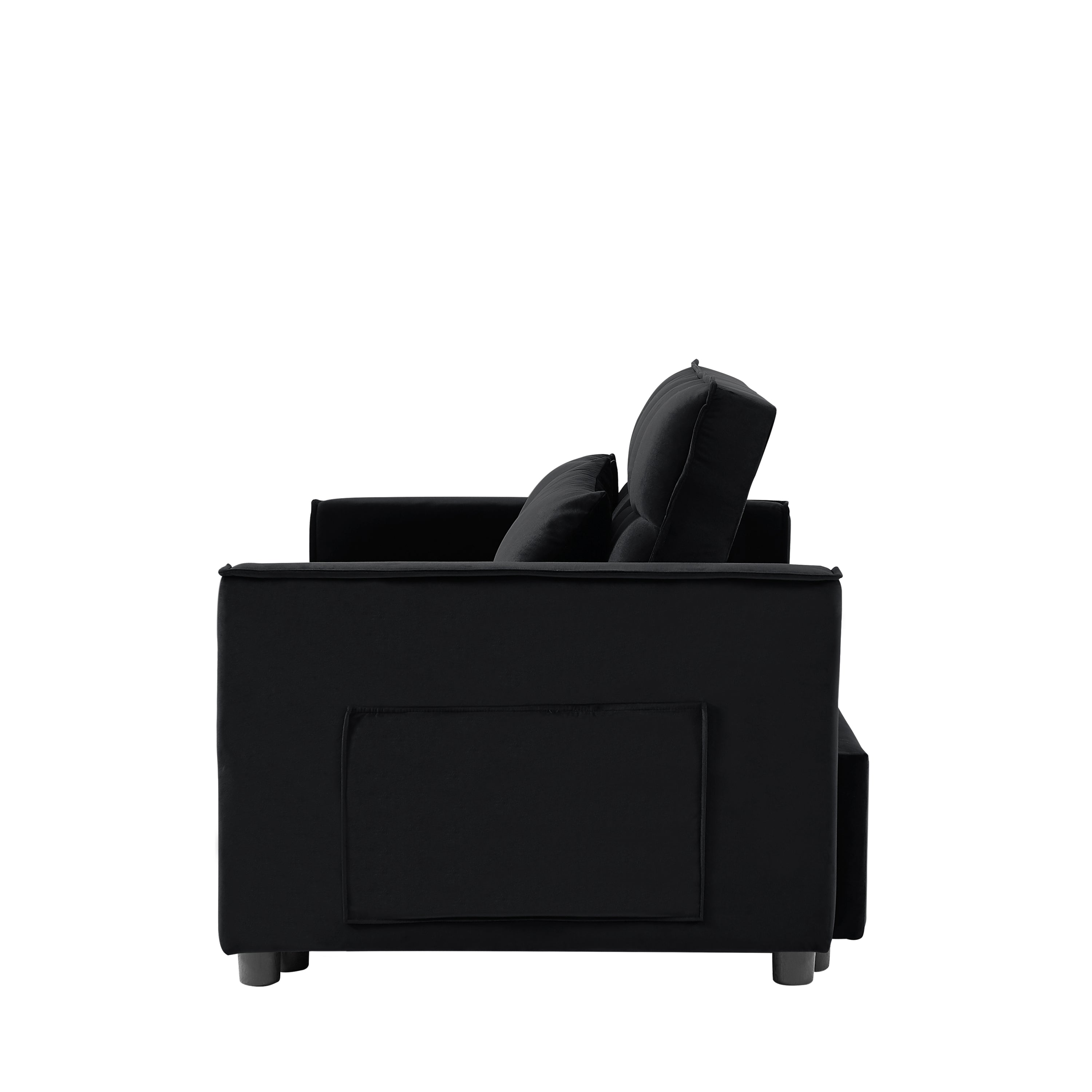 Modern Velvet Convertible Loveseat Sleeper Sofa Couch with Adjustable Backrest, 2 Seater Sofa With Pull-Out Bed with 2 Lumbar Pillows For Small Living Room & Apartment - Atlantic Fine Furniture Inc