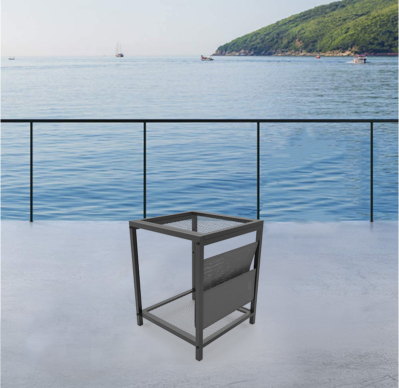 Outdoor Patio Furniture 3 pieces Set Garden Armchair Coffee Side Table,Black Frame, Modern Design - Atlantic Fine Furniture Inc