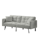 FUTON SOFA SLEEPER Light Grey VELVET WITH 2 PILLOWS（same as W223S00948、W223S01118、W223S01464。Size difference, See Details in page.） - Atlantic Fine Furniture Inc