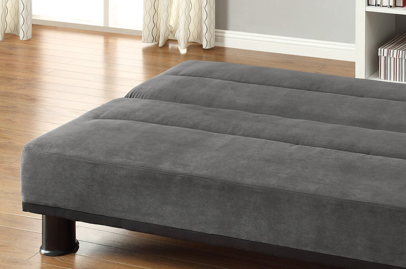 Gray Microfiber Upholstered Elegant Lounger 1pc Solid Wood Plywood Frame Foam Padded Cushions Sofa Sleeper