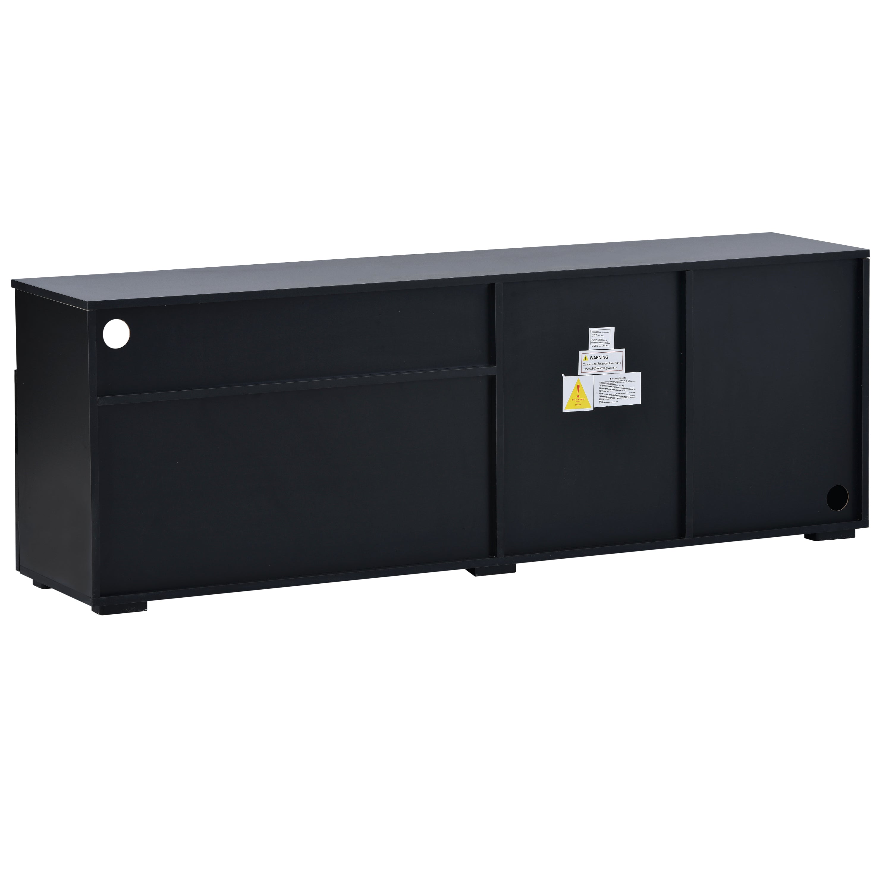U-Can Modern, Stylish Functional TV stand with Color Changing LED Lights, Universal Entertainment Center, High Gloss TV Cabinet for 70+ inch TV, Black - Atlantic Fine Furniture Inc