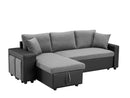 Artemax 92.5“Linen Reversible Sleeper Sectional Sofa with storage and 2 stools Steel Gray - Atlantic Fine Furniture Inc