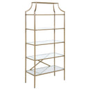 Serena - 5-Shelf Glass Bookshelf - Gold - Atlantic Fine Furniture Inc