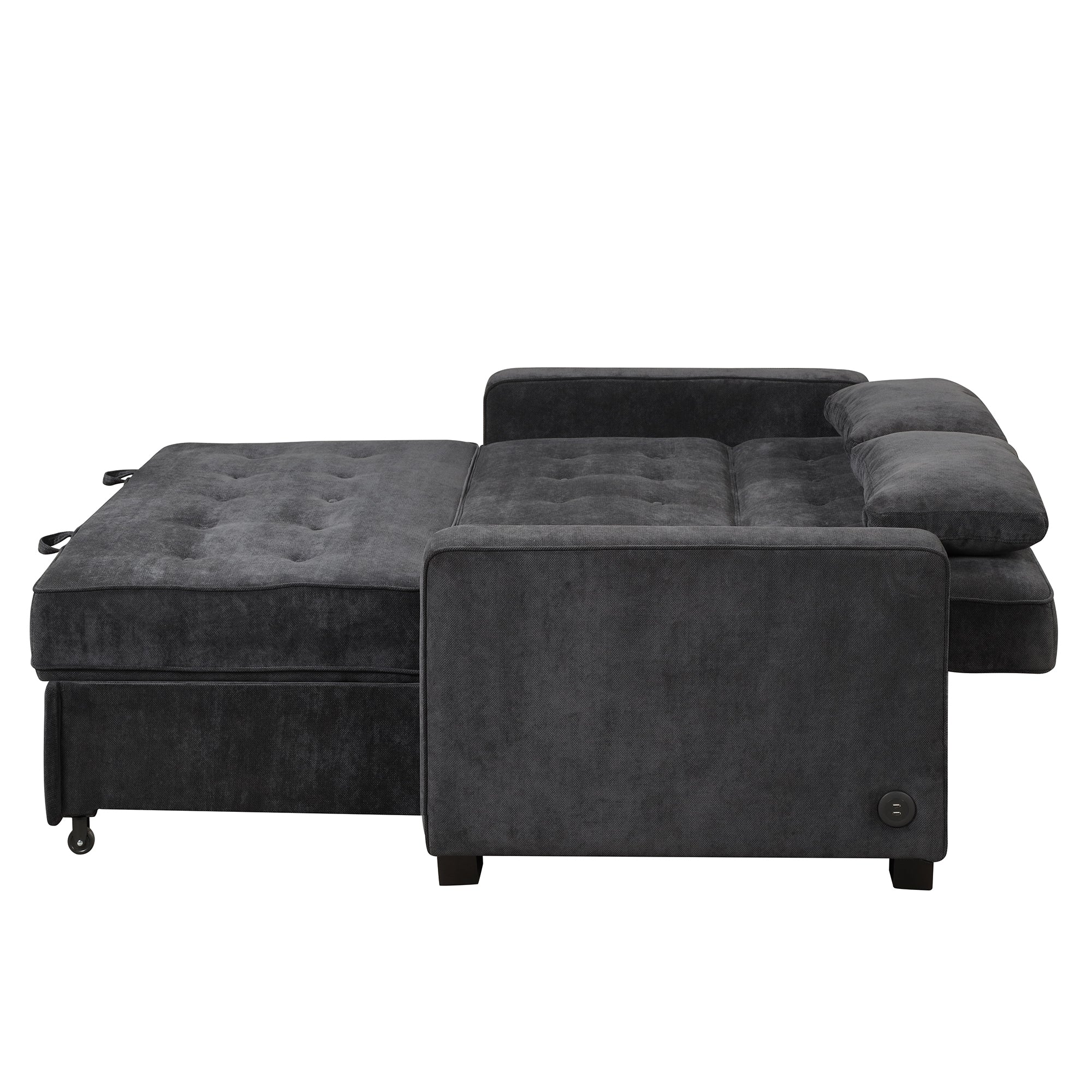 Orisfur. Linen Upholstered Sleeper Bed , Pull Out Sofa Bed Couch attached two throw pillows,Dual USB Charging Port and Adjustable Backrest for Living Room Space - Atlantic Fine Furniture Inc