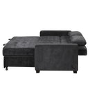 Linen Upholstered Sleeper Bed , Pull Out Sofa Bed Couch attached two throw pillows,Dual USB Charging Port and Adjustable Backrest for Living Room Space，Black - Atlantic Fine Furniture Inc
