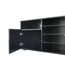 FURNITURE & TV Stand Matte Body High Gloss Doors Modern TV Stand LED,Black - Atlantic Fine Furniture Inc