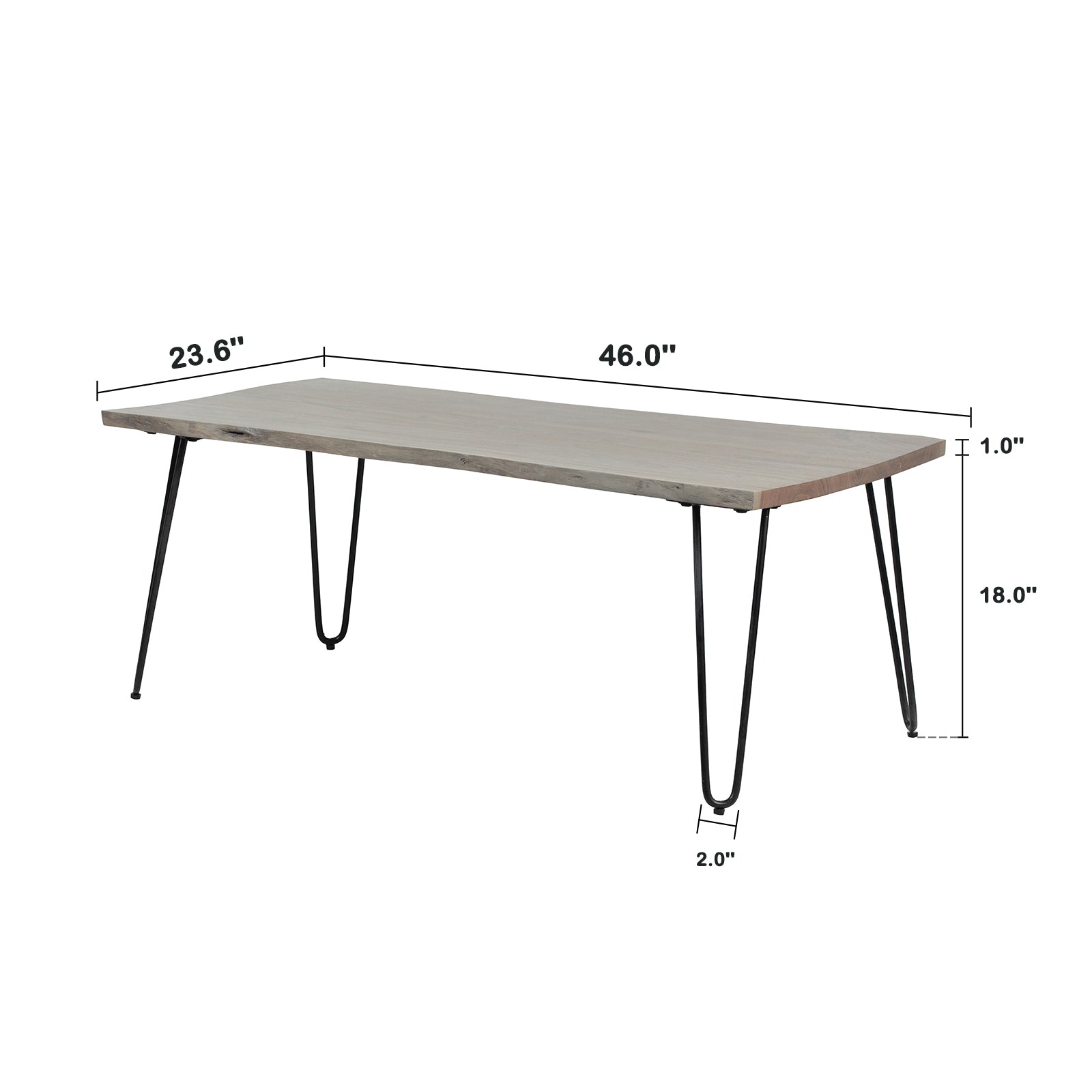 LIVE EDGE COFFEE TABLE  TOP THICK 25MM KD LEG HAIR PIN - Atlantic Fine Furniture Inc