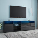 FURNITURE & TV Stand Matte Body High Gloss Doors Modern TV Stand LED,Black - Atlantic Fine Furniture Inc