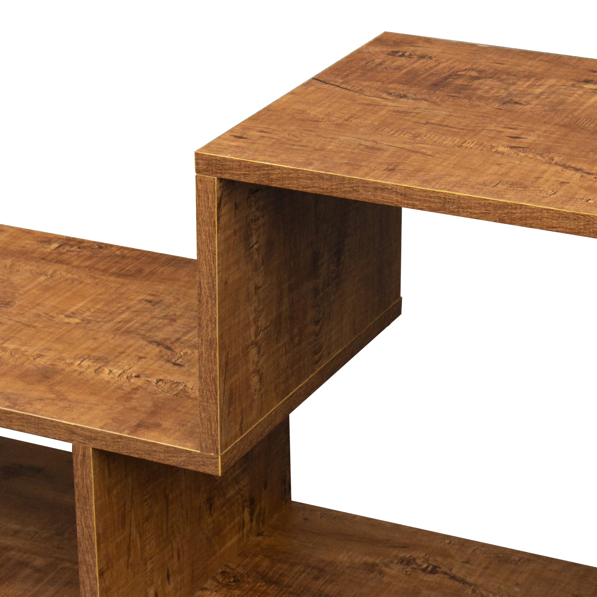 Double L-Shaped TV Stand，Display Shelf ，Bookcase for Home Furniture,Walnut - Atlantic Fine Furniture Inc