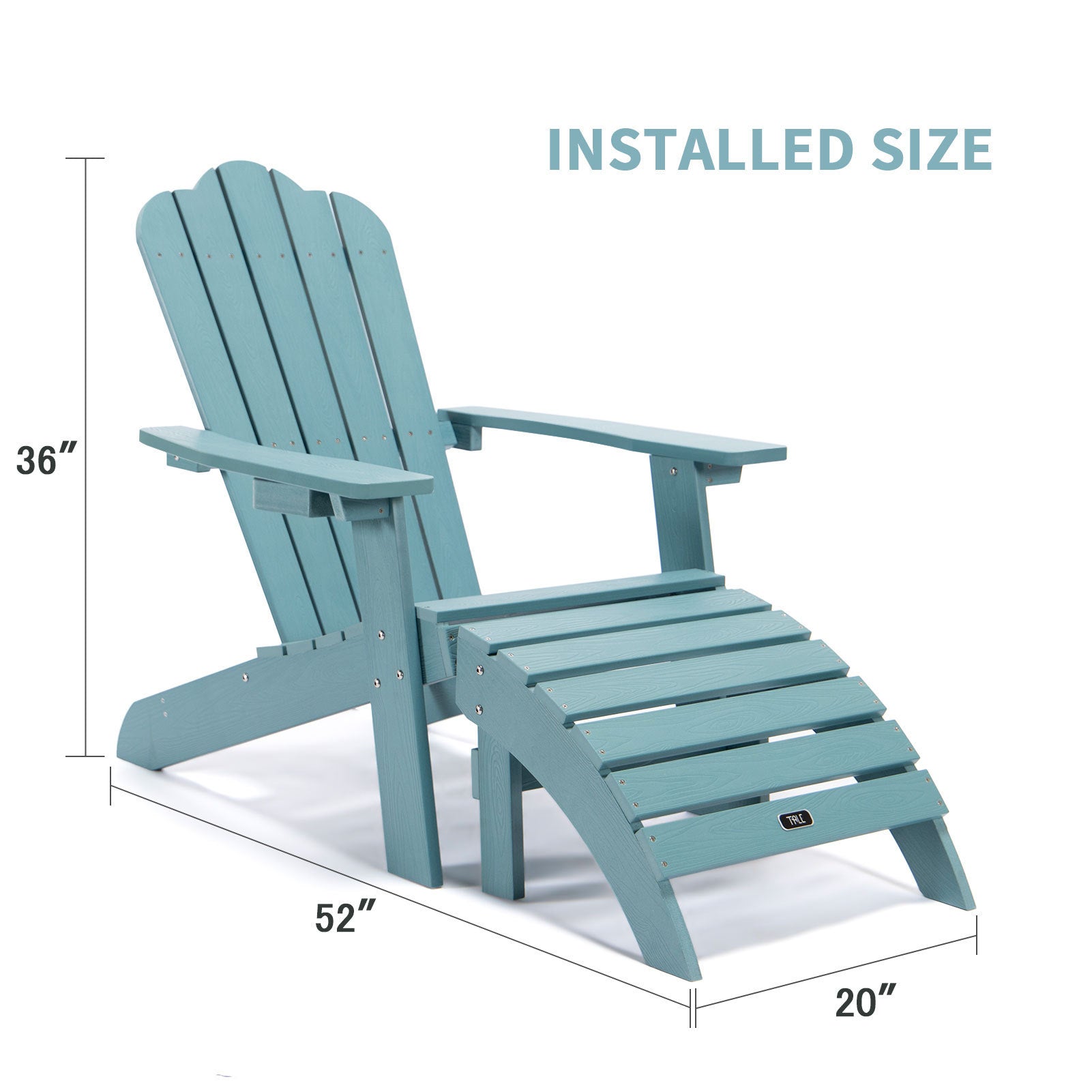 TALE Adirondack Chair Backyard Furniture Painted Seating with Cup Holder All-Weather and Fade-Resistant Plastic Wood for Lawn Outdoor Patio Deck Garden Porch Lawn Furniture Chairs Blue - Atlantic Fine Furniture Inc